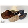 Image 1 : FLAT OF 3 WOMENS COWBOY HATS & 1 PAINTER HAT (NEW