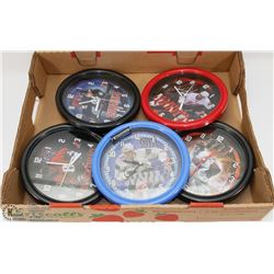 FLAT OF 5 PLAYER HOCKEY CLOCKS INCL CROSBY,