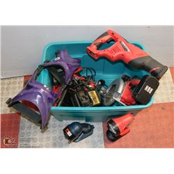 LOT OF TOOLS INCL MILWAUKEE, MAKITA, DEWALT