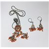 Image 1 : 19)  PEACH & CLEAR CRYSTAL PENDANT