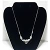 Image 1 : 17)  SILVER TONE & CLEAR CRYSTAL LEAF