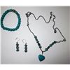 Image 1 : 18)  SILVER TONE & TURQUOISE SUITE OF