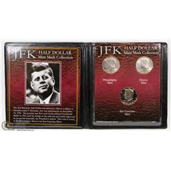 3PC JFK HALF DOLLAR MINT MARK COLLECTION.