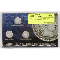 3PC SILVER BARBER DIME SET