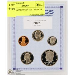 1987S USA PR67 COIN SET - 5 PIECES.