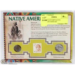 3PC COIN & STAMP NATIVE AMERICAN COINS SET