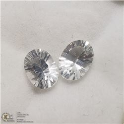32) 2 GENUINE COLORLESS TOPAZ, OVAL OPTIC CUT,