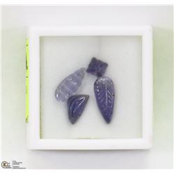 48) 4 CARVED IOLITES, APPROX 3.4 CTS