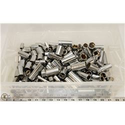 CONTAINER OF APPROX 150 ASSORTED SOCKETS.