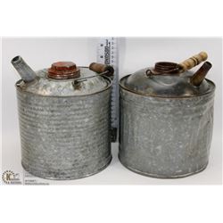TWO VINTAGE 1 GALLON METAL JERRY CANS.