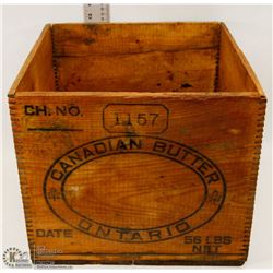 VINTAGE WOODEN BUTTER BOX.