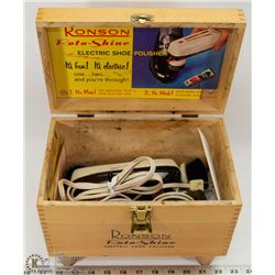 RONSON WOOD BOX SHOE SHINE KIT.