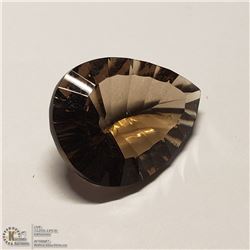 64) GENUINE SMOKY QUARTZ, OPTIC CUT PEAR, LARGE