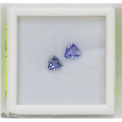9) 2 GENUINE TANZANITES, TRILLION CUT, APPROX