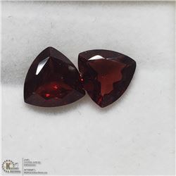12) 2 GENUINE GARNETS, TRILLION CUT, APPROX 4 CTS