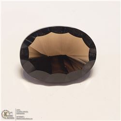 55) SMOKY QUARTZ, OPTIC CUT, OVAL, APPROX 7 CTS