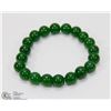 Image 1 : #36-NATURAL DARK GREEN JADE BEAD BRACELET