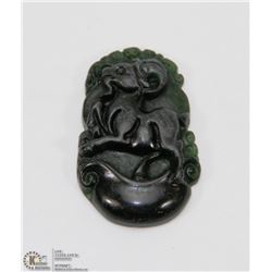 #109-BLACK OBSIDIAN JADE PENDANT CHINESE ZODIAC