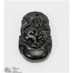 #110-BLACK OBSIDIAN JADE PENDANT CHINESE ZODIAC