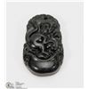 Image 1 : #110-BLACK OBSIDIAN JADE PENDANT CHINESE ZODIAC