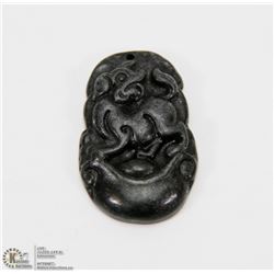 #111-BLACK OBSIDIAN JADE PENDANT CHINESE ZODIAC