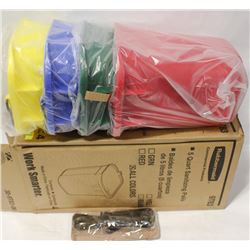 CASE OF 4 NEW 5-QT RUBBERMAID SANITIZING PAILS