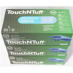 3  BOXES ANSELL TOUCH'N'TUFF FOOD COMPLIANT NITRILE