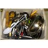 Image 1 : GREEN BOX FULL OF MISC UTENSILS WITH HINGE LID
