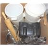 Image 1 : HOUSEHOLD KITCHEN GOODS INCLUDING: 8 PAIRS OF 12"