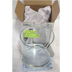 NEW 2PC GLASS LIBBEY ICE BUCKET SET