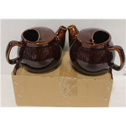 2 NEW  BROWN-FINISH 2 CUP TEAPOTS