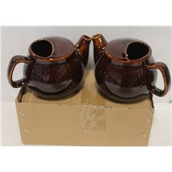 2 NEW  BROWN-FINISH 2 CUP TEAPOTS