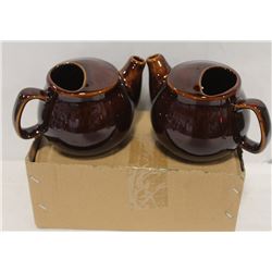 2 NEW  BROWN-FINISH 2 CUP TEAPOTS