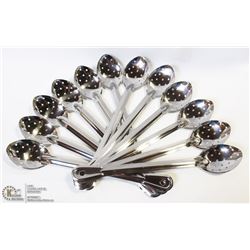 NEW 15" STAINLESS PERFORATED SPOONS - LOT OF 12
