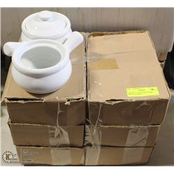 LOT OF 12 - ONION SOUP BOWL WHITE /COVERS