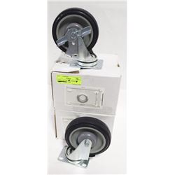 4 NEW CASTORS - 2 LOCKING, 2 NON-LOCKING - 2-3/8"