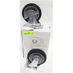 4 NEW CASTORS - 2 LOCKING, 2 NON-LOCKING - 2-3/8"