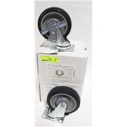 4 NEW CASTORS - 2 LOCKING, 2 NON-LOCKING - 2-3/8"