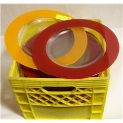 ORANGE & RED RIMMED GLASS PLATES