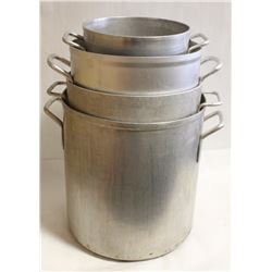 LOT OF 4 LARGER COMMERCIAL ALUMINUM STOCK POTS