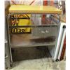 Image 1 : OAK TOP CUTTING BOARD ON STAINLESS STEEL CART WITH