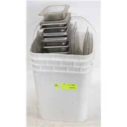PAIL OF STAINLESS STEEL 1/8" INSERTS AND LIDS