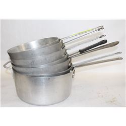 GROUP OF SEVEN COMMERCIAL ALUMINUM SAUCE PAN