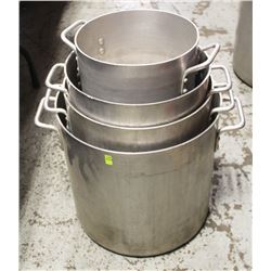 GROUP OF FOUR COMMERCIAL ALUMINUM STOCK POTS