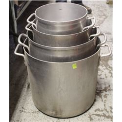 GROUP OF FOUR COMMERCIAL ALUMINUM STOCK POTS