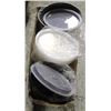 Image 1 : BOX OF 150- 32OZ BLACK OVAL CONTAINERS WITH CLEAR