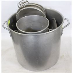 LOT OF FOUR COMMERCIAL STOCK POTS W/