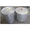 Image 1 : TWO LARGE COMMERCIAL ALUMINUM STOCK POTS W/ LID