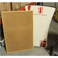 COCA COLA FOLDING SIGN WITH CORK BOARD