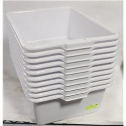 TOTE BOX - LOT OF 10 - WHITE  7" DEEP